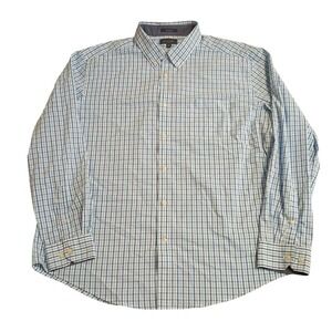 Mason James Button Down Shirt Mens XL Blue Plaid Stretch Long Sleeve Pocket